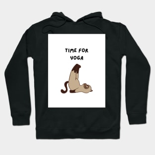 Time For Yoga Cat Design White Hoodie
